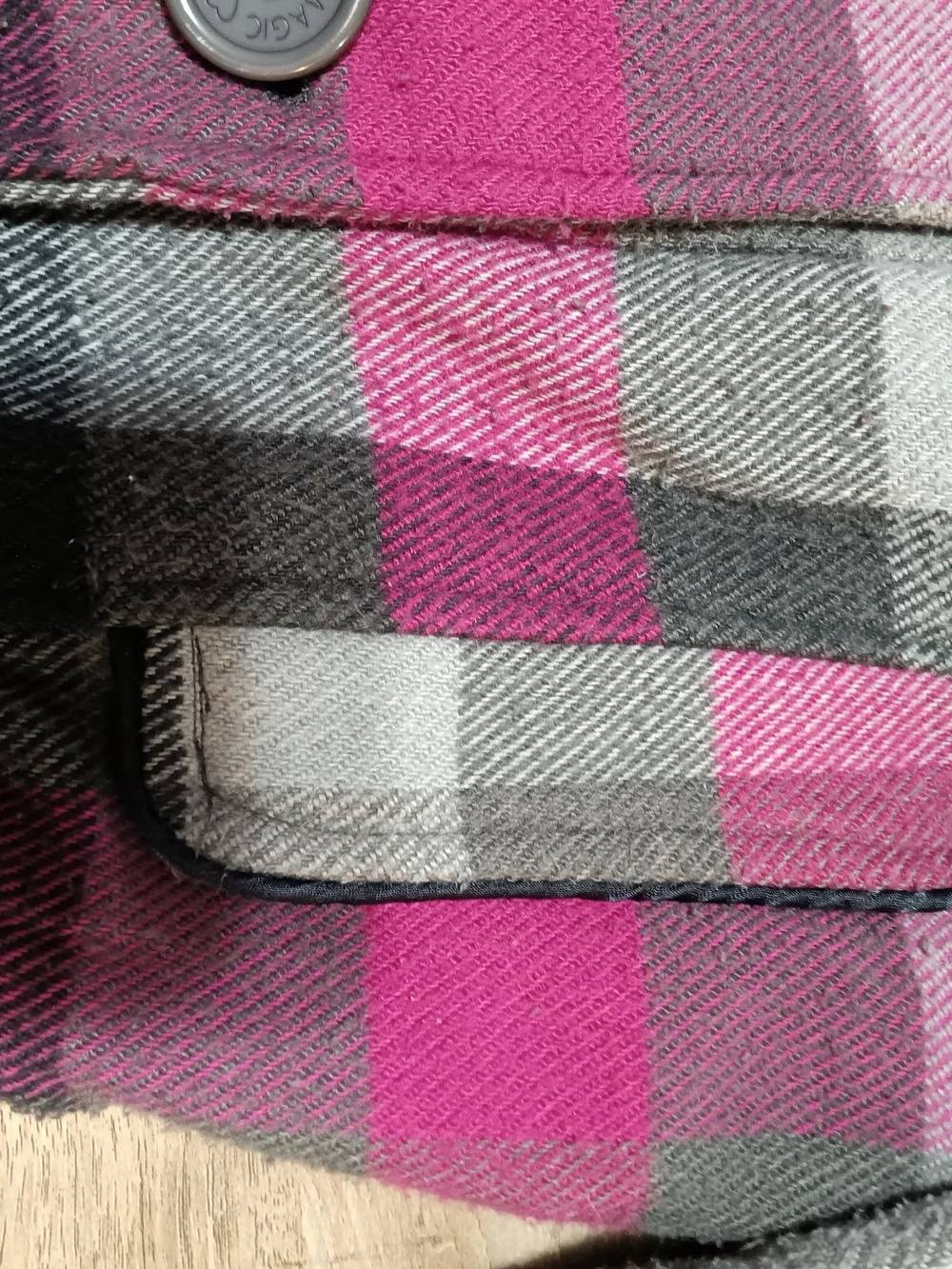 Girls Plaid Knit Button-Front Jacket - Pink & Gray C. Magic SZ M
